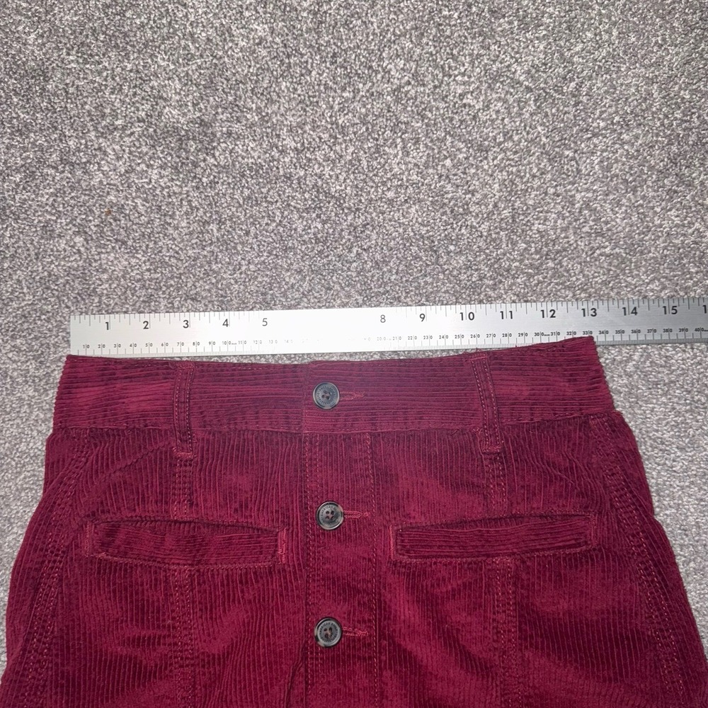 American Eagle Burgundy Red High-Rise A-Line Silhouette Corduroy Skirt Size 0 - Picture 4 of 8
